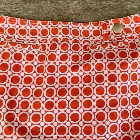 Ann Taylor Retro Mod Geometric Orange White Skirt Size 0 PETITE - Picture 3 of 6